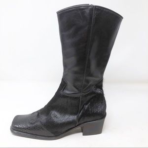 New Aquatalia Leather Calf Hair Snakeskin Boots